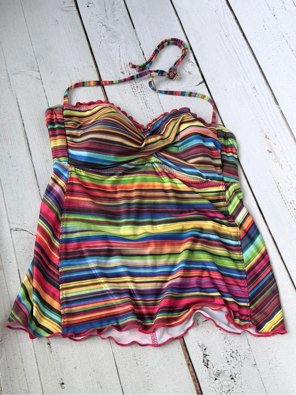 BECCA Multicolor Striped Tankini Top and Bikini Bottoms